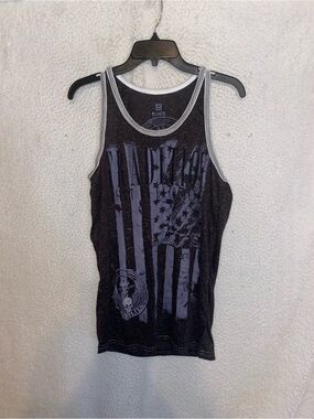 Black Nobility Men S Graphic Tank Distressed Flag Print Sleeveless Shirt Gray AL